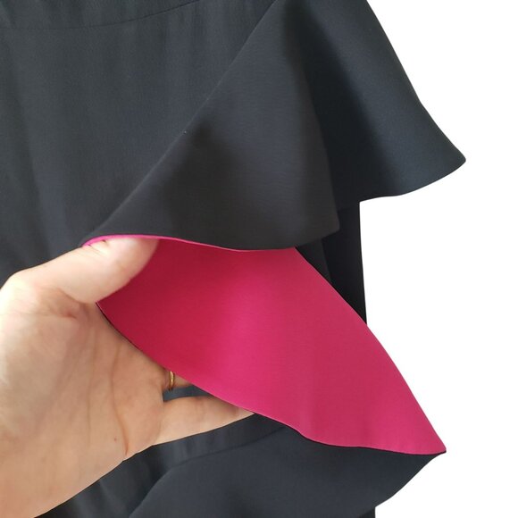 Alexander McQueen Black Pink Ruffle Two Tone Crepe Sheath Dress Punk Goth Glam - Picture 4 of 16